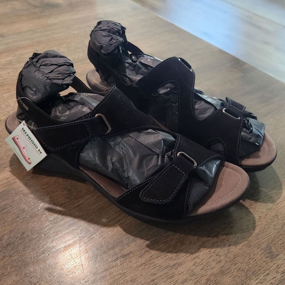 Mephisto Womens Black Air Relax Comfort Sandals Sz 40 9.5 New